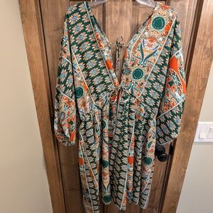 Cupshe Green and Orange Floral Mini Dress